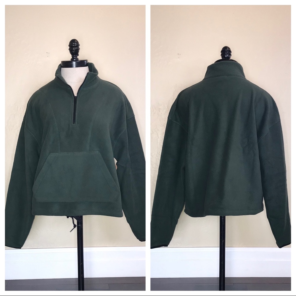 Victoria’s Secret VS PINK Fleece Pullover 1/4 Zip Jacket Green Size Medium